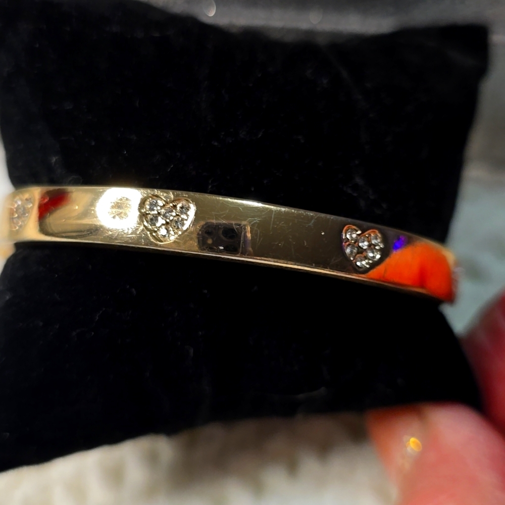 Park Lane Rosetone and Crystal Heart Bangle